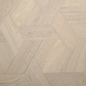 Plancher en bois massif en chêne brossé teinté blanc, multicouche, composite, motif hexagonal personnalisé, parquet modulaire, chevron - Product Image 3