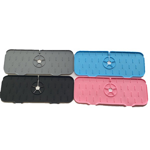 <b>Silicone</b> Faucet Drain <b>Mat</b> For Kitchen And Bathroom Gray Blue Black Pink With Drainage Design - Product Image 2