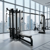 Machine d'entraînement musculaire multifonctionnelle à 5 stations, de qualité commerciale, avec structure en acier et système d'insertion multi-stations