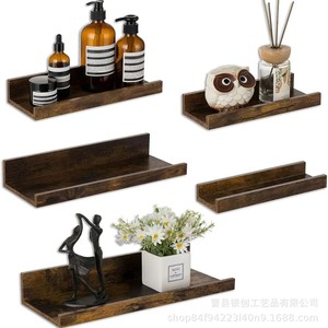 <b>Wall</b> <b>Mounted</b> <b>Shelf</b> Solid Wood Rectangle Single Layer Living Room Decoration No Drilling Required - Product Image 3