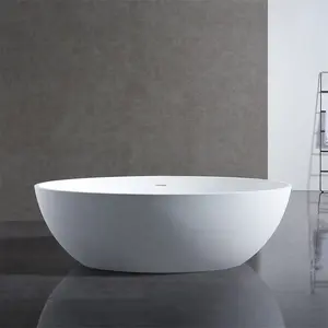 Elegante e ovale vasca da bagno in pietra vasca da bagno in pietra artificiale in acrilico con superficie solida Hotel venditore caldo