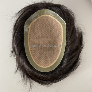 La <span class=keywords><strong>mejor</strong></span> <span class=keywords><strong>prótesis</strong></span> de cabello para hombres, sistema de reemplazo invisible para hombres, Base de seda, aspecto natural, 100 cabello humano, peluca para hombres, tupé para hombres - Product Image 2