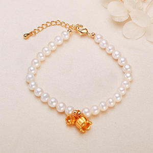 Joyería de Perlas Genuinas de Zhuji, Perlas de Agua Dulce Casi Redondas con Ligeras Imperfecciones, Nuevo Estilo de Orquídea de Campana, Pulseras de Moda con Dijes, Venta al por Mayor - Product Image 4