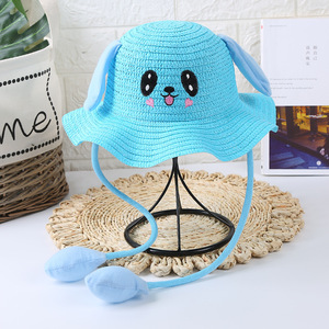 Verano niños conejo cubo gorra orejas móviles sombreros de paja UV Protevtion <span class=keywords><strong>Tigre</strong></span> sombrero para el sol sombrero de playa - Product Image 3