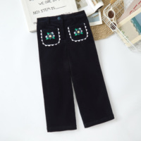 Pantalones de Pana de Pierna Ancha con Bolsillos Bordados, Estilo Prairie Chic, 100% Algodón Ecológico, Otoño-Invierno 2025