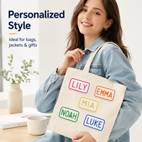 Patchs perlés personnalisés pour sacs d'école d'enfants, broderie de perles de rocaille avec nom sur mesure, appliques pour cadeaux de boutique, vente en gros directe usine