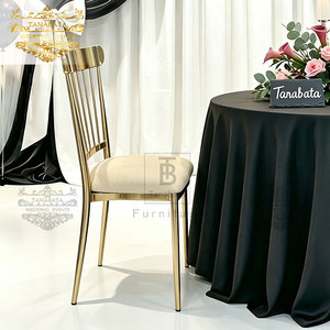Chaises de banquet de mariage modernes les plus vendues, avec cadre en métal <span class=keywords><strong>doré</strong></span> et revêtement en velours blanc, pour événements - Product Image 3