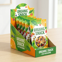 Solution d'emballage de détail personnalisée : Boîte de présentation et ensemble de pochettes PDQ avec pochettes verticales pour la cohérence de la marque d'aliments et de collations