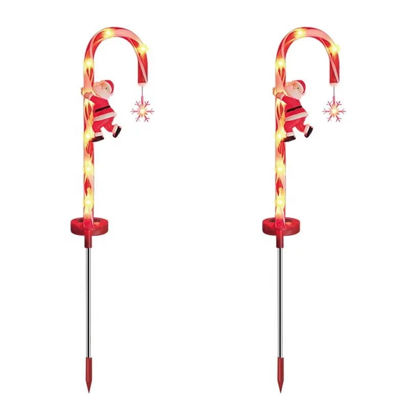 Nuovo caldo natale lampada decorativa via paletto solare luce rossa Led giardino illuminazione a energia solare Xmas Walking Stick lampada