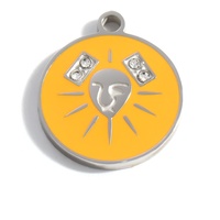 SUMMLY OEM ODM Breloques rondes personnalisées avec logo, en acier inoxydable plaqué argent, 12 signes du zodiaque, pendentifs pour la fabrication de bijoux DIY, bracelets