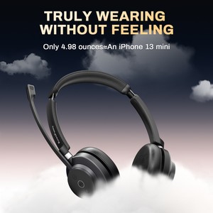 Rownfusny R02 <b>Wireless</b> Office Headset with ENC Mic, Bluetooth 5.3 + 2.4G USB Dongle, Mono On-Ear Call Center Headphone - Product Image 3