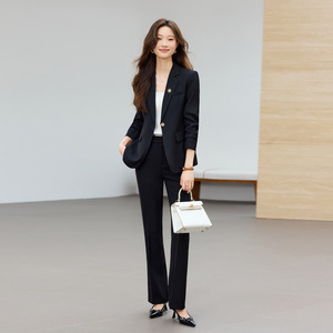 Women's Pink <b>Blazer</b> Suit <b>Set</b> Full Sleeve Polyester Formal Anti-Wrinkle Spring Wear - Product Image 4