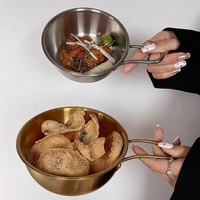 Roestvrijstalen frietkom Amerikaanse industriële stijl handvat snack fruit rijst wijn gefrituurde kip kommen metalen servies