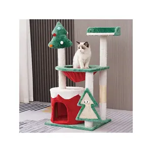 क्रिसमस बिल्ली टॉवर इनडोर और आउटडोर सजावट बिल्ली गतिविधि निर्माण सिसल खरोंच क्रिसमस बिल्ली पेड़ टॉवर