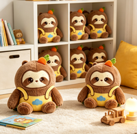 Peluche paresseux personnalisée, adorable personnage de dessin animé en salopette, poupée en peluche pour cadeaux d'enfants, vente en gros