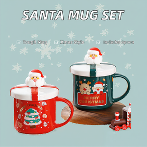 Juego creativo <span class=keywords><strong>de</strong></span> tazas <span class=keywords><strong>de</strong></span> porcelana, diseño minimalista <span class=keywords><strong>de</strong></span> Papá Noel, seguro para el desayuno <span class=keywords><strong>de</strong></span> Feliz Navidad, taza <span class=keywords><strong>de</strong></span> café con <span class=keywords><strong>leche</strong></span>, cuchara - Product Image 5