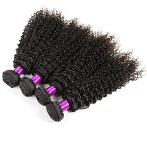 Extensiones de cabello humano rizado brasileño, mechones de pelo ondulado Virgen sin procesar, venta al por mayor