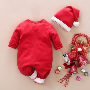 Combinaison de Noël pour bébé style coréen, style automne, grenouillère du Nouvel An transfrontalière, en coton à manches longues, pull avec capuche amovible - Product Image 3