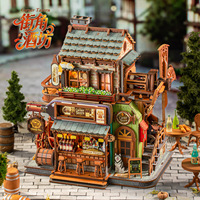 Model Perakitan Mekanik DIY Kedai Sudut Jalan, Model Mainan Rumah Mini DIY Perakitan Buatan Tangan