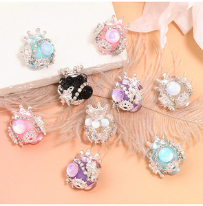 2025 Hot Selling 21mm Handmade Cat-Eye Lucite Bead Colorful DIY Crown Fancy Loose Beads Pendant Stringing <b>Pen</b> Jewelry Making - Product Image 2