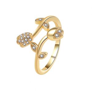 Gold Silver Plated Flower Shaped Hollow Irregular Geometric <b>Opening</b> <b>Ring</b> Sparkle Micro Pave Zircon Rose Flower <b>Rings</b> Anillo De - Product Image 4