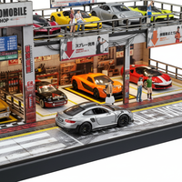 Modèle de scène de garage de style américain à l'échelle 1:64, miniature DIY avec éclairage LED pour collection de modèles de voitures