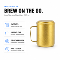 Ensemble de tasses à thé en titane pur, tasse à double paroi avec filtre, tasse à thé portable, théière en titane, vaisselle de voyage, pour le bureau et la maison