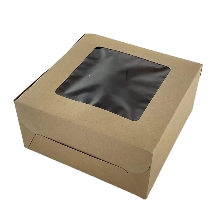 Cheap Price Kraft Paper Cake Box Cupcake Egg Tart Packaging Box With Plastic Clear Windows