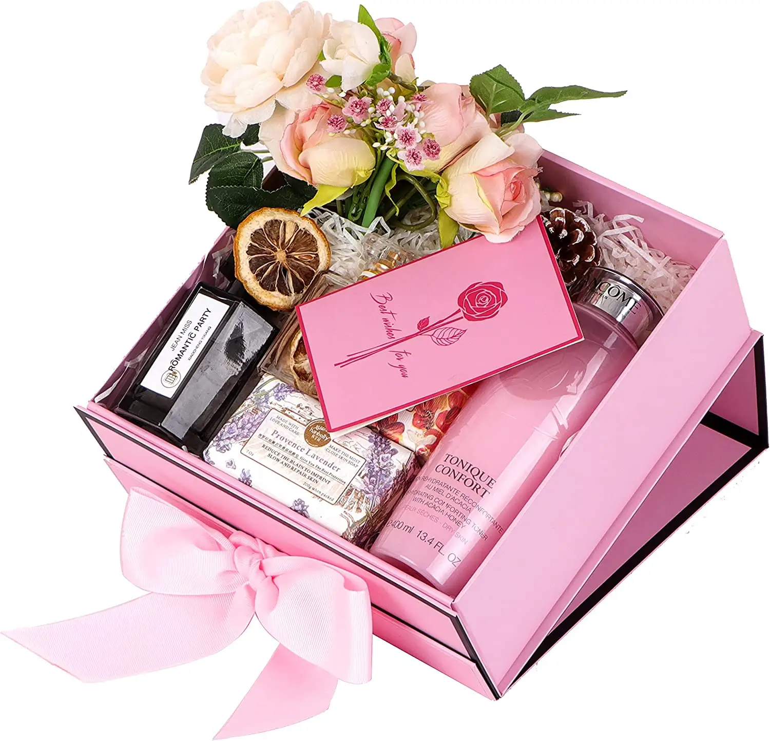 CCustom डिजाइन लक्जरी गुलाबी त्वचा की देखभाल फूल मोमबत्ती इत्र की शीशी पैकेजिंग बैग उपहार बॉक्स तह कागज flatpackaging बॉक्स