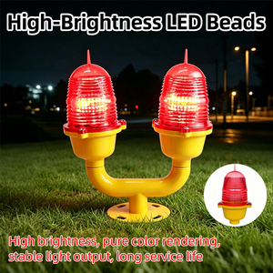 Balise de sécurité aérienne à double tête de lampe, faible luminosité, pour extérieur, tour, toit, aéroport, lampe d'alerte de vol - Product Image 2