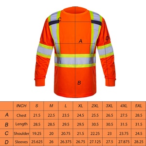 100% Cam <span class=keywords><strong>polyester</strong></span> thoáng khí dài tay áo làm việc an toàn Áo sơ mi khả năng hiển thị cao phản chiếu với logo tùy chỉnh - Product Image 6