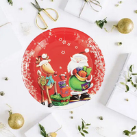 Assiettes en papier de Noël LR, thème Joyeux Noël, fournitures de fête, assiettes en papier jetables à thème Père Noël