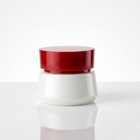 Venta al por Mayor de Frascos de Vidrio Blanco de 50g, Botellas de Vidrio Rojas con Serigrafía, Tapa de Rosca Cilíndrica para Almacenamiento de Crema Facial y Loción