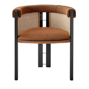 Taburete de bar de madera de teca natural, con un marco finamente elaborado y un asiento tapizado de lujo para un confort y estilo inigualables. - Product Image 1