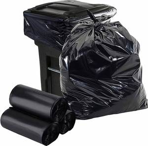 55 95 100 Gallon Large Black Heavy Duty 3 Mil HDPE Side Gusset Disposable Trash <b>Bags</b> Heat Seal for Contractor Industrial Lawn - Product Image 1