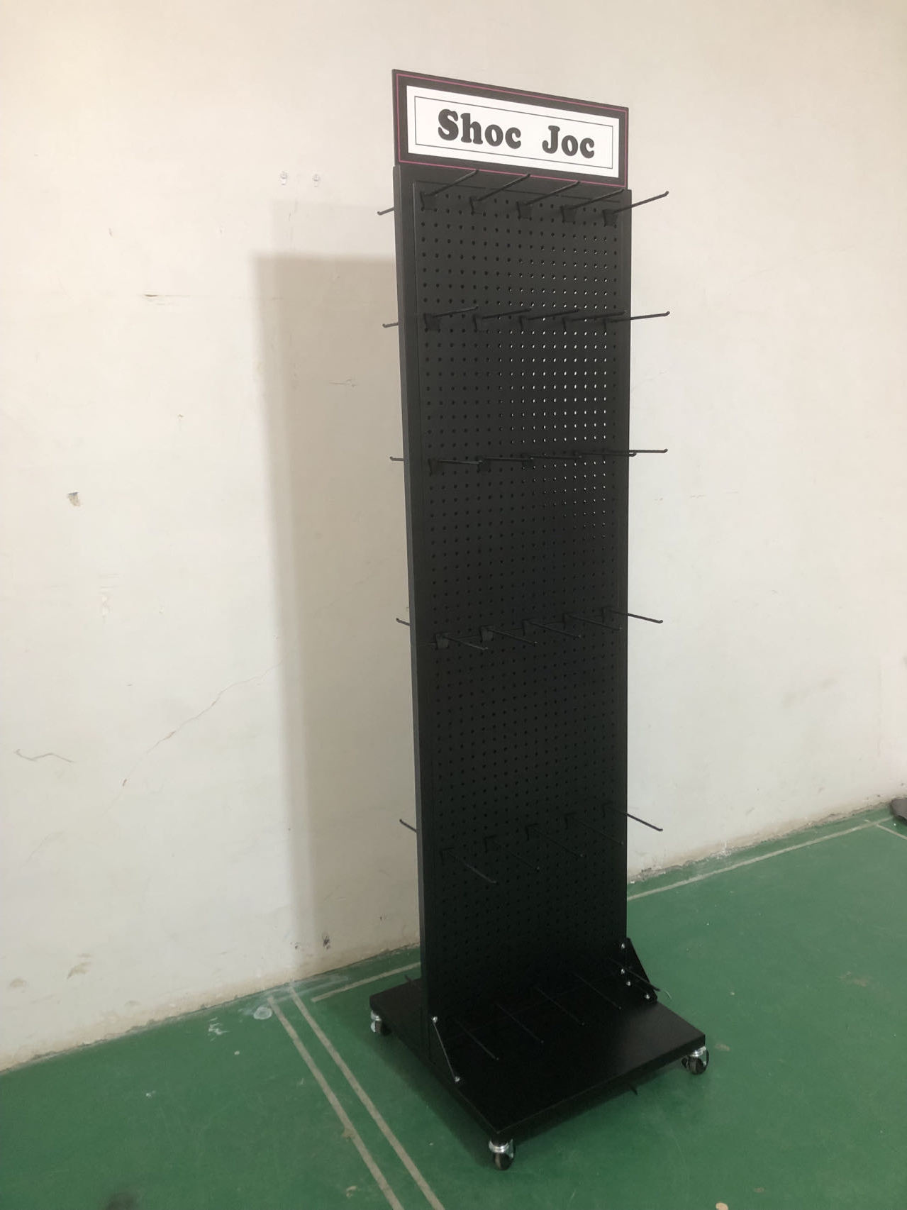 Double-sided Metal Advertising Display Stand with Wheel Custom Logo for Modern Floor Stand for Retail Shops — view 2