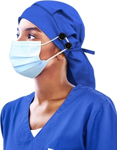 Gorros Quirúrgicos con Forro de Satén para Mujer, Ajustables con Lazo Elástico, Gorro de Enfermera con Banda Absorbente para Cola de Caballo y Cabello Largo - Product Image 1