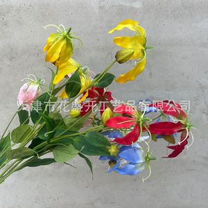 Flor Artificial de Lirio de Fuego Gloriosa, Rama Individual, Flor de Seda de Alta Simulación, Accesorio de Decoración para Bodas - Product Image 2