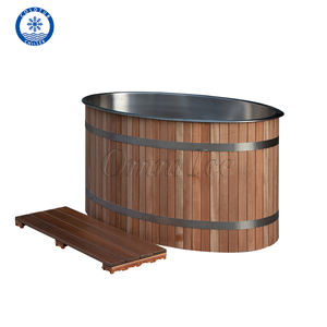 OMNI 304SS özel soğuk dalma küvet yüksek kaliteli kiraz ahşap Oval varil Spa 2 kişi buz banyo küvet 1HP soğuk dalma - Product Image 5