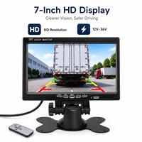 7 İnç TFT LCD Renkli HD Araç Monitörü Evrensel 12V 24V Araç Geri Görüş Ekranı, Kamyon Otobüs Karavan için AV Girişli