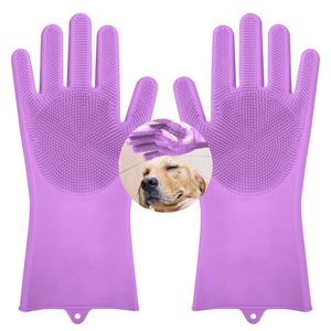 ถุงมืออาบน้ำซิลิโคนสำหรับทำความสะอาดขนสัตว์เลี้ยงสุนัขถุงมือนวมสำหรับกรูมมิ่งและนวดด้วยปลายซิลิโคน - Product Image 1