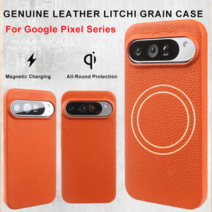Étui de téléphone en cuir véritable de luxe, texture litchi, aimant intégré, recharge magnétique, coque arrière pour Pixel 7 8 9 10 - Product Image 5