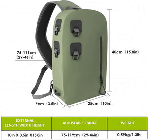 Sac à dos pour canne à pêche à la <span class=keywords><strong>mouche</strong></span> étanche à sangle réglable pour le kayak-Boîte <span class=keywords><strong>de</strong></span> pêche multi-sport et sac à bandoulière - Product Image 4