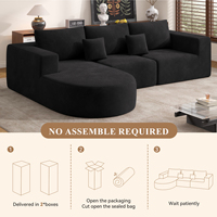 Canapé-lit modulaire convertible extensible en forme de L moderne en tissu velours côtelé et éponge, idéal pour appartement, hôtel, centre commercial