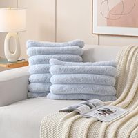 Housse de coussin en fausse fourrure de lapin antistatique, douce, couleur unie