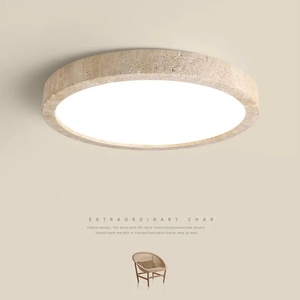 Lámparas de Techo <span class=keywords><strong>LED</strong></span> de Piedra Amarilla para Pasillo, Sala de Estar, Estilo Nórdico Moderno Wabi Sabi, Lámpara de Techo de Travertino Amarillo Natural - Product Image 1