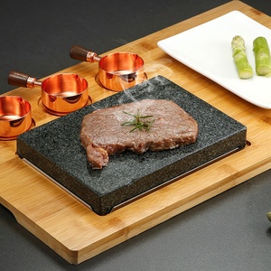 Piatto di <span class=keywords><strong>pietra</strong></span> di bistecca di Lava calda griglia da tavolo Lava Rock al coperto BBQ Hibachi grigliare <span class=keywords><strong>pietra</strong></span> w contorni in ceramica e piatto di bambù - Product Image 4