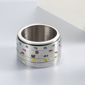 Tibetan Style Five God Wealth <b>Ring</b> Rotating Stainless Steel Unisex Fashion Jewelry Gift - Product Image 4