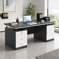 Escritorio de Oficina con Cajones de Almacenamiento y Gabinete, Moderna Estación de Trabajo Ejecutiva para Computadora con Gestión de Cables para Oficina en Casa