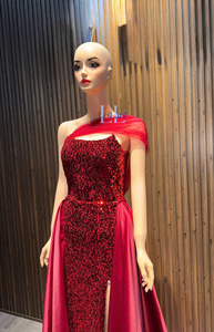 ชุดเดรสทรงกระบอกแขนกุดสำหรับผู้หญิง ดีไซน์หรูหรา ผ้าปักเลื่อมผสมผ้าไหม เหมาะสำหรับงานเลี้ยงตอนเย็น ชุดเดรสยาวจากเวียดนาม - Product Image 5